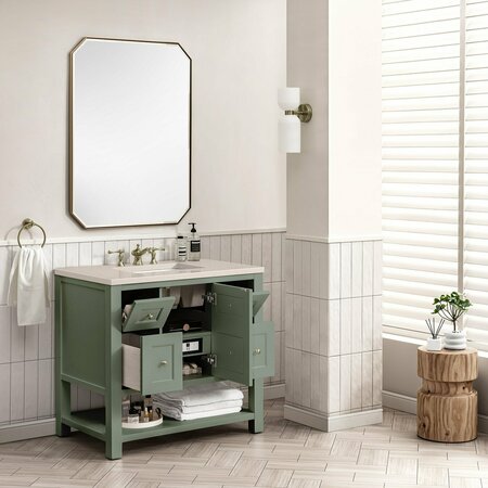 James Martin Vanities Breckenridge 36in Single Vanity, Smokey Celadon w/ 3 CM Eternal Marfil Top 330-V36-SC-3EMR